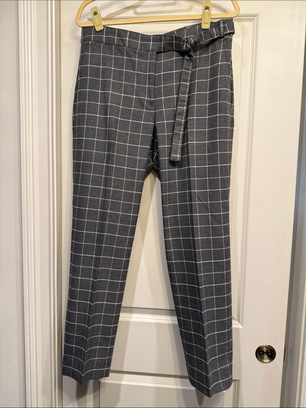 Banana Republic Gray Windowpane Chinos with Belt